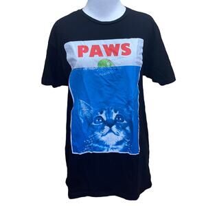 Jaws Theme "Paws" Cat Mouse T-Shirt Medium